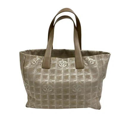 Pre-owned Chanel Canvas Leather Handbag Tote Bag () In Sand