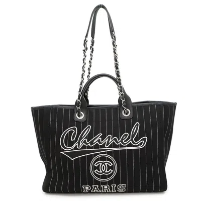 Pre-owned Chanel Canvas Leather Pouch () In Black