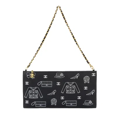 Pre-owned Chanel Canvas Leather Shoulder Bag () In Black