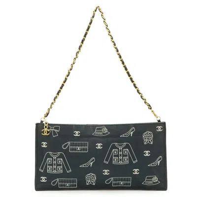 Pre-owned Chanel Canvas Leather Shoulder Bag () In Black