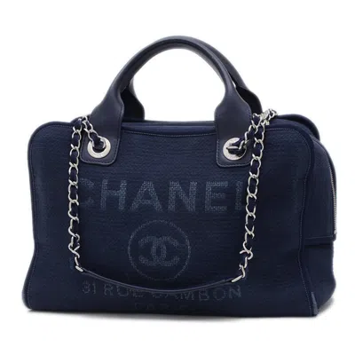 Pre-owned Chanel Canvas Leather Shoulder Bag () In Blue