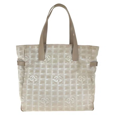 Pre-owned Chanel Canvas Leather Shoulder Bag Tote Bag () In Sand