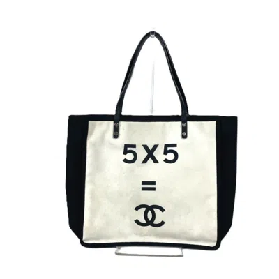 Pre-owned Chanel Canvas Leather Shoulder Bag Tote Bag () In White