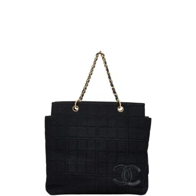 Pre-owned Chanel Canvas Leather Tote Bag () In Black