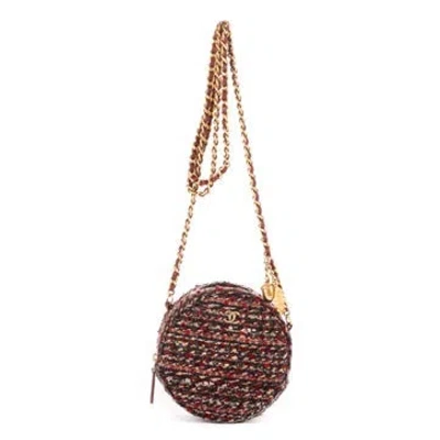 Pre-owned Chanel Canvas Ltd. Ed. 19 Round Pouch Crossbody In Burgundy