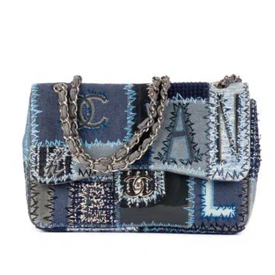 Pre-owned Chanel Canvas Ltd. Ed. Patchwork Classic Jumbo Flap In Blue