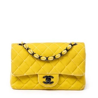 Pre-owned Chanel Canvas Mini Classic Flap In Yellow