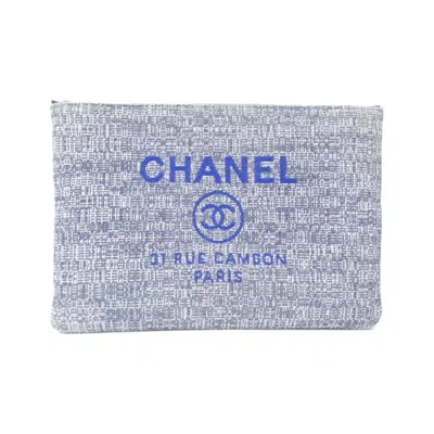 Pre-owned Chanel Canvas Nylon Pouch () In Blue