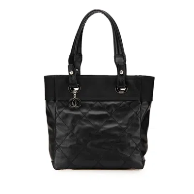 Pre-owned Chanel Canvas Pvc Tote Bag () In Black
