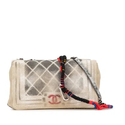 Pre-owned Chanel Canvas Shoulder Bag () In Sand