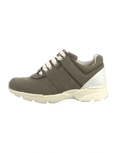 Pre-owned Chanel Canvas Sneakers In Green