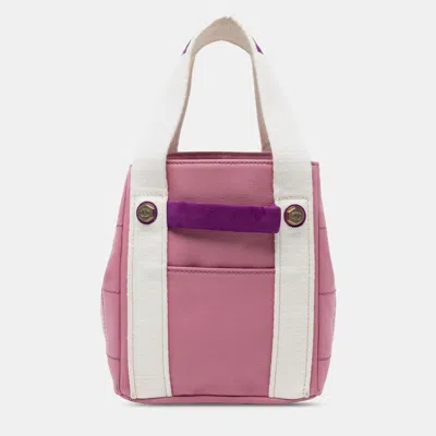 Pre-owned Chanel Canvas Square Stitch Tote In Pink