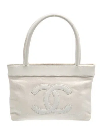 Pre-owned Chanel Canvas Timeless Tote In White