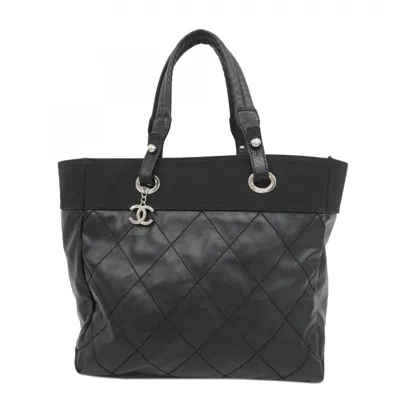 Pre-owned Chanel Canvas Tote Bag () In Black