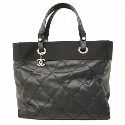 Pre-owned Chanel Canvas Tote Bag () In Black