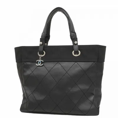 Pre-owned Chanel Canvas Tote Bag () In Black