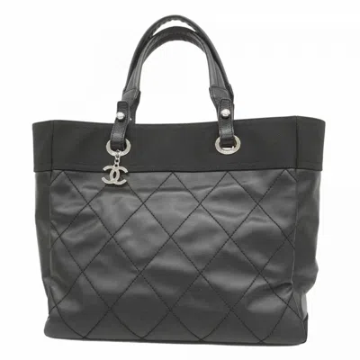Pre-owned Chanel Canvas Tote Bag () In Black