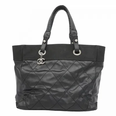 Pre-owned Chanel Canvas Tote Bag () In Black