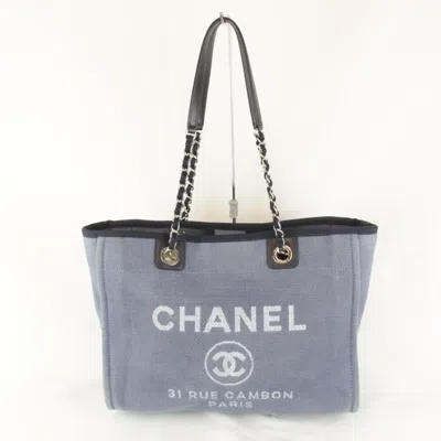 Pre-owned Chanel Canvas Tote Bag () In Blue