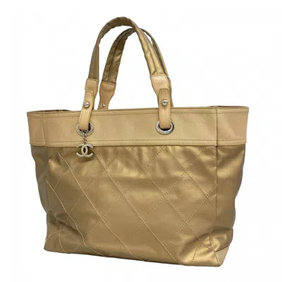 Pre-owned Chanel Canvas Tote Bag () In Gold
