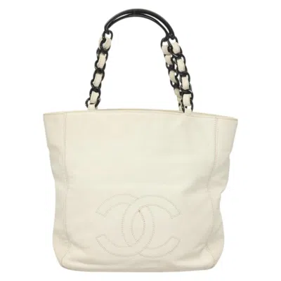 Pre-owned Chanel Canvas Tote Bag () In White