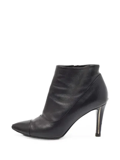 Pre-owned Chanel Cap-toe Ankle Boots In Black
