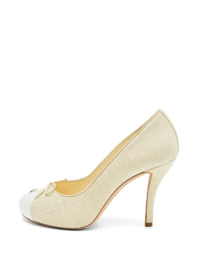 Pre-owned Chanel Cap-toe Bow-detail Pumps In Neutral