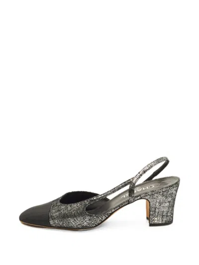 Pre-owned Chanel Cap-toe Slingback Pumps In Gray