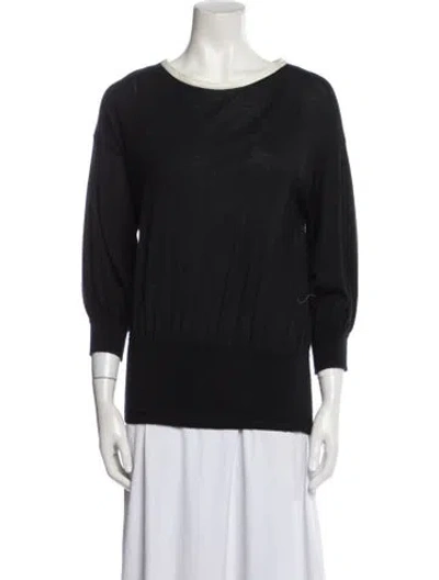 Pre-owned Chanel Cashmere Bateau Neckline Sweater In Black