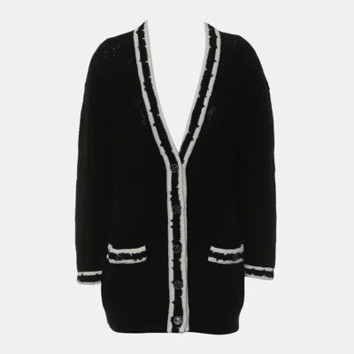 Pre-owned Chanel Cashmere Blend Knitted Cardigan In Black