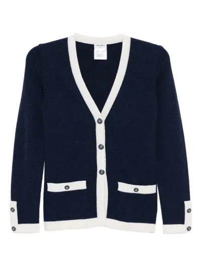 Pre-owned Chanel Cashmere Cardigan In Blue