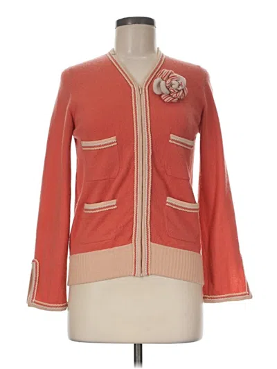 Pre-owned Chanel Cashmere Cardigan Sweater In Orange