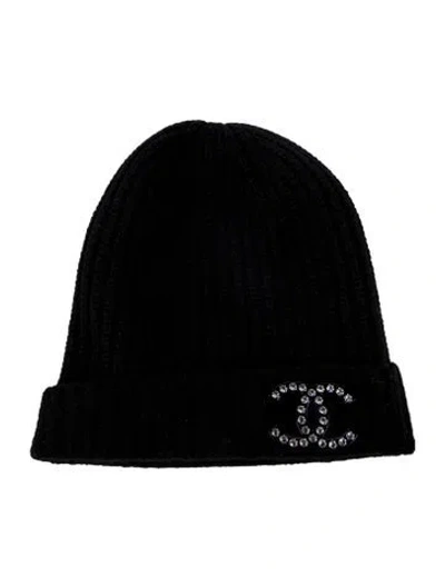 Pre-owned Chanel Cashmere Cc Beanie In Black