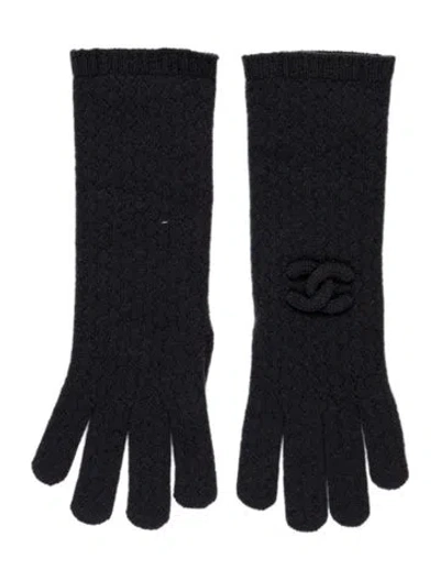 Pre-owned Chanel Cashmere Cc Gloves In Gray