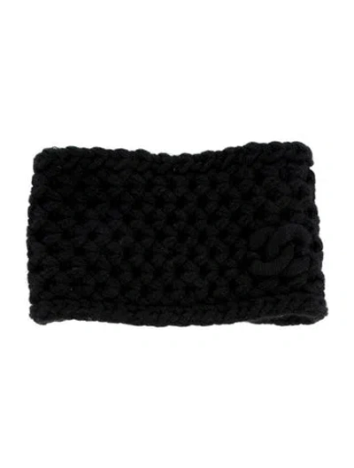 Pre-owned Chanel Cashmere Cc Headband In Black