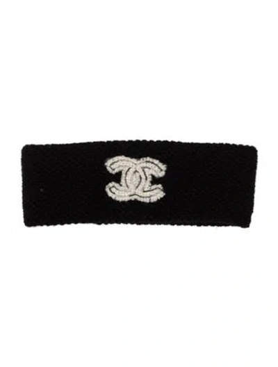 Pre-owned Chanel Cashmere Cc Headband In Black