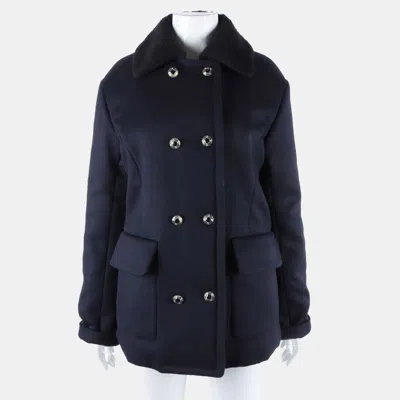 Pre-owned Chanel Cashmere Coat It 38 In Blue