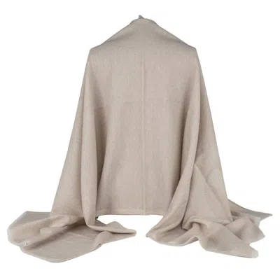 Pre-owned Chanel Cashmere Creme Shawl Brand New In Gray