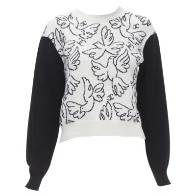 Pre-owned Chanel Cashmere Dove Bird Cc Pullover Sweater In White