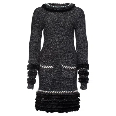 Pre-owned Chanel , Cashmere Fur Fringe Dress In Black