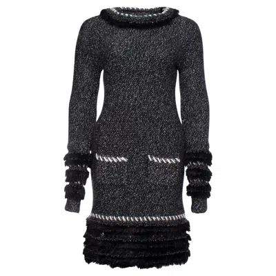 Pre-owned Chanel , Cashmere Fur Fringe Dress In Black