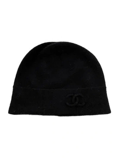 Pre-owned Chanel Cashmere Knit Beanie In Black