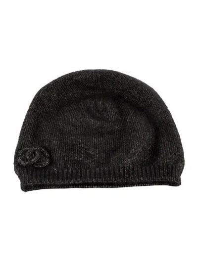Pre-owned Chanel Cashmere Knit Beanie In Black/metallic