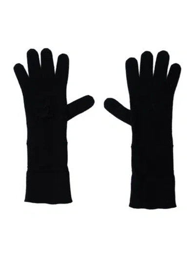 Pre-owned Chanel Cashmere Knit Gloves In Black