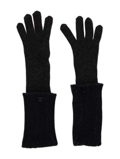 Pre-owned Chanel Cashmere Knit Gloves In Blue/grey