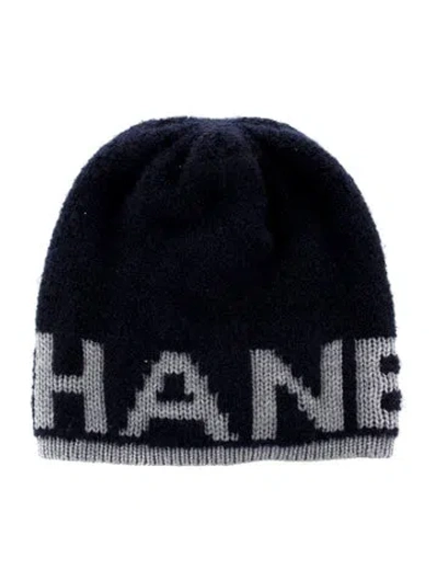 Pre-owned Chanel Cashmere Logo Beanie In Blue
