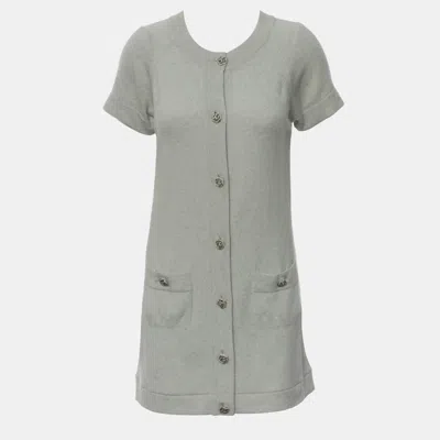 Pre-owned Chanel Cashmere Mini Dress M In Gray