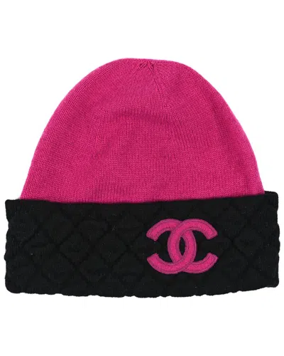 Pre-owned Chanel Cashmere Quilted Cc Beanie Hat Authentic Pre-loved)