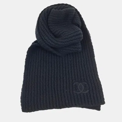 Pre-owned Chanel Cashmere Scarf In Black