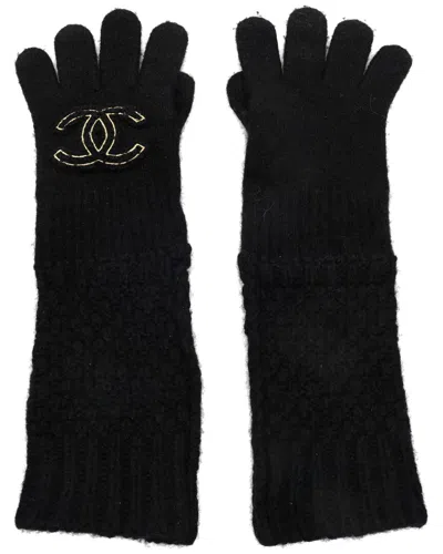 Pre-owned Chanel Cashmere Silk Cc Gloves (authentic Pre-loved)